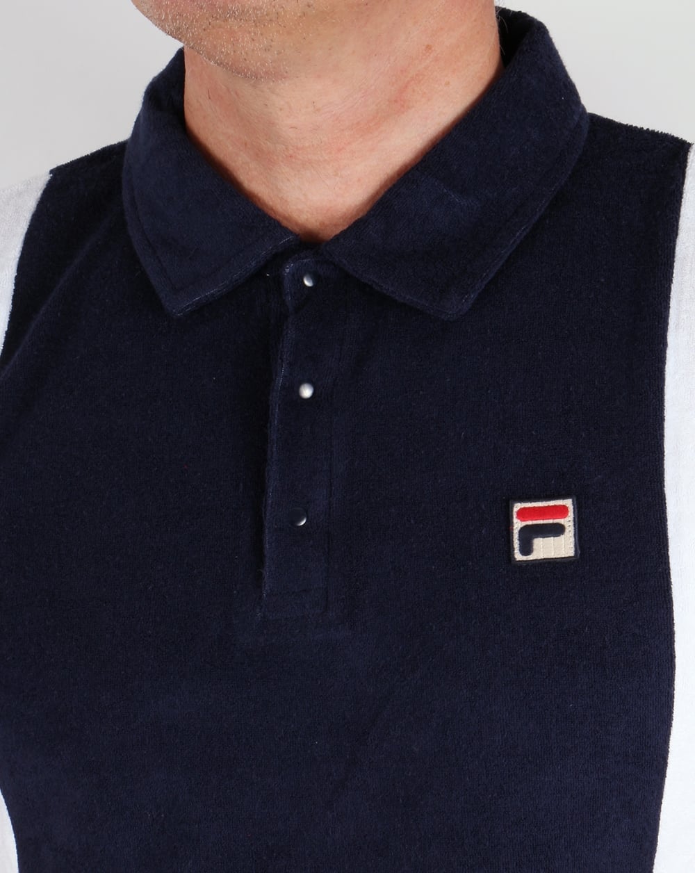 Fila Vintage Terry Poloshirt Marineblau/Weiß/Rot