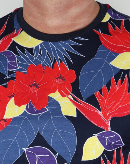 Luke – T-Shirt mit Pollen Count-Print, Marina Navy