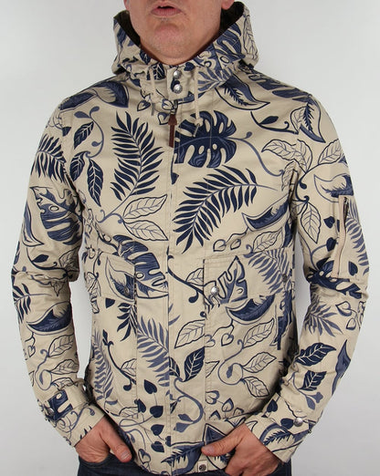 Pretty Green Wren Bedruckte Jacke Marineblau/Stein