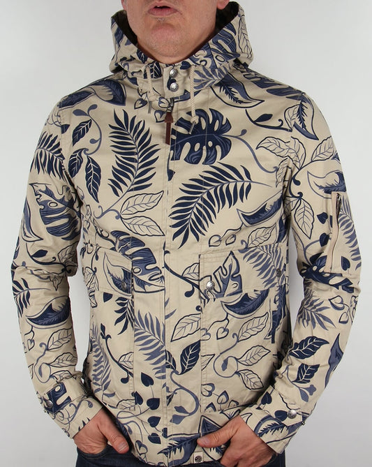 Pretty Green Pretty Green Wren Bedruckte Jacke Marineblau/Stein