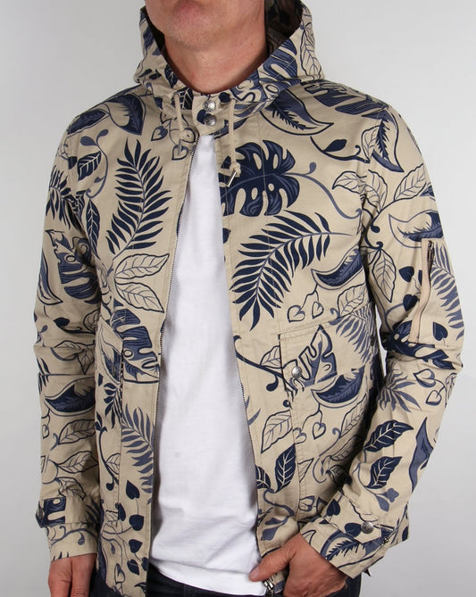 Pretty Green Pretty Green Wren Bedruckte Jacke Marineblau/Stein