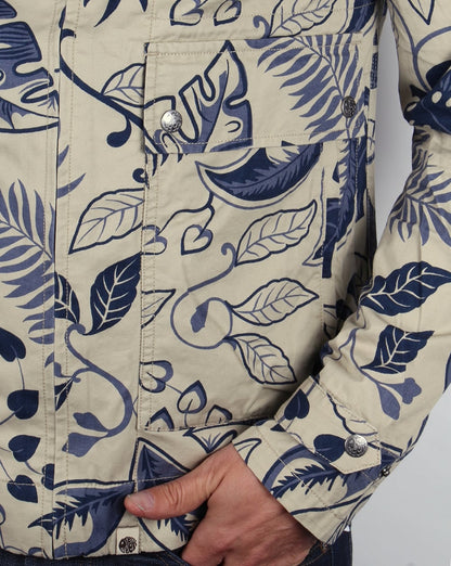 Pretty Green Wren Bedruckte Jacke Marineblau/Stein
