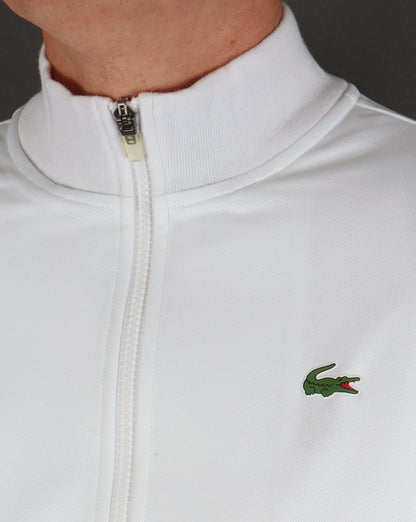 Lacoste – Trainingsoberteil mit Schulterstreifen, Weiß/Grün/Marineblau