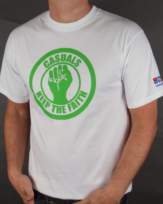 80er Casual Classics Keep The Faith T-Shirt Weiß/Grün
