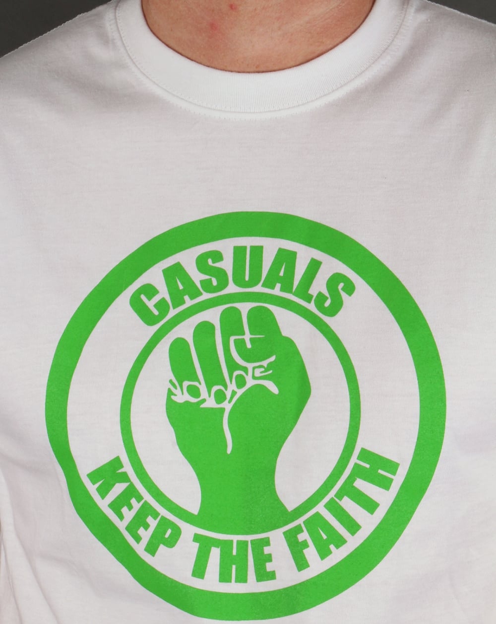 80er Casual Classics Keep The Faith T-Shirt Weiß/Grün