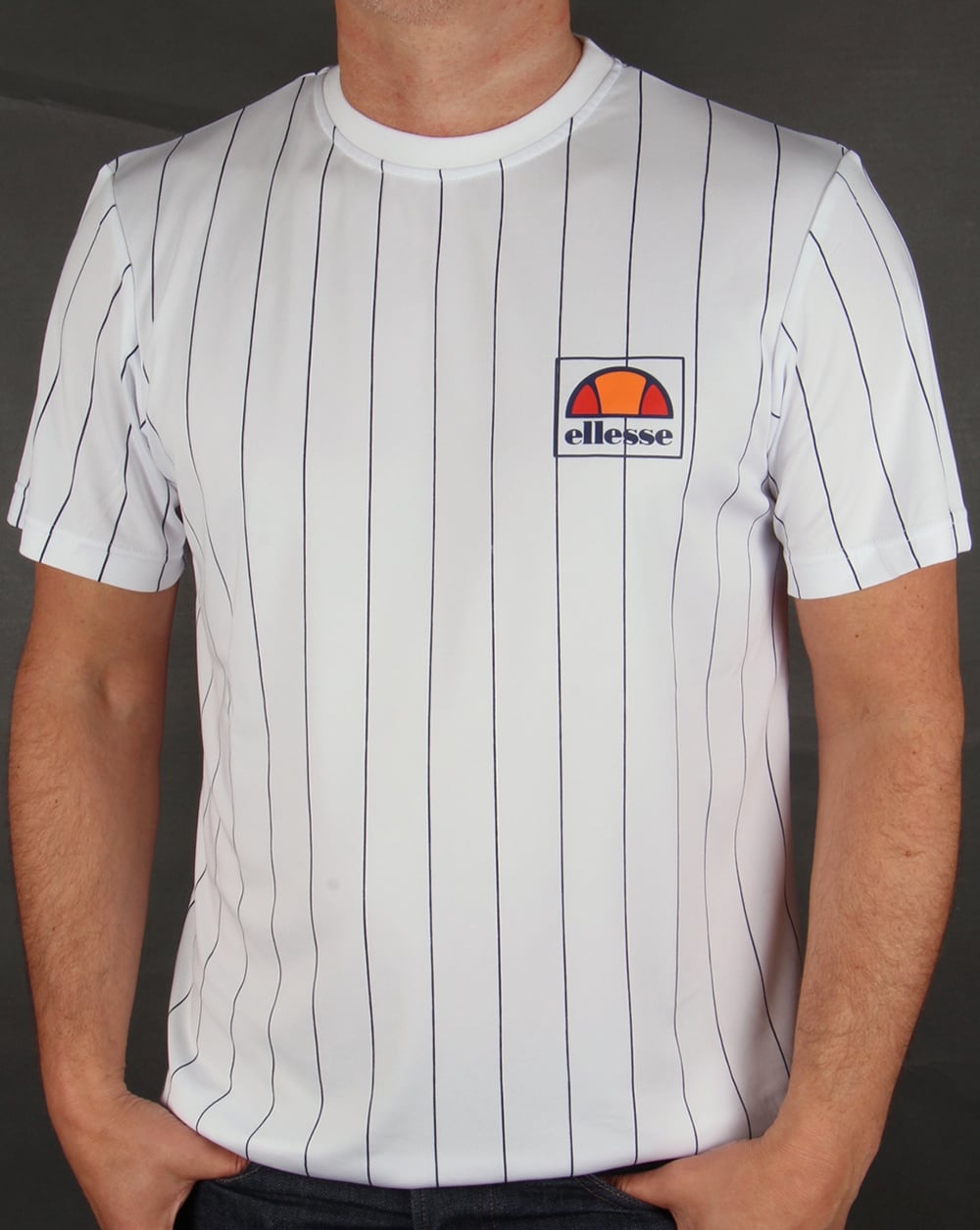 Ellesse – Gestreiftes T-Shirt in Weiß