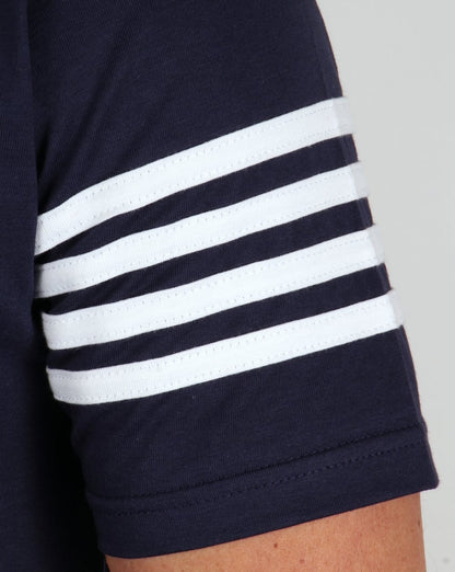 Fila Vintage 4-Streifen-Ringer-T-Shirt Marineblau/Weiß