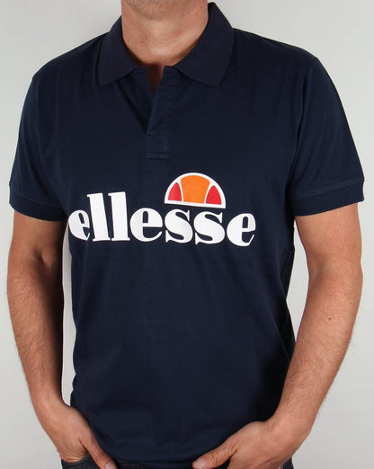 Ellesse – Poloshirt mit offenem Kragen, Marineblau