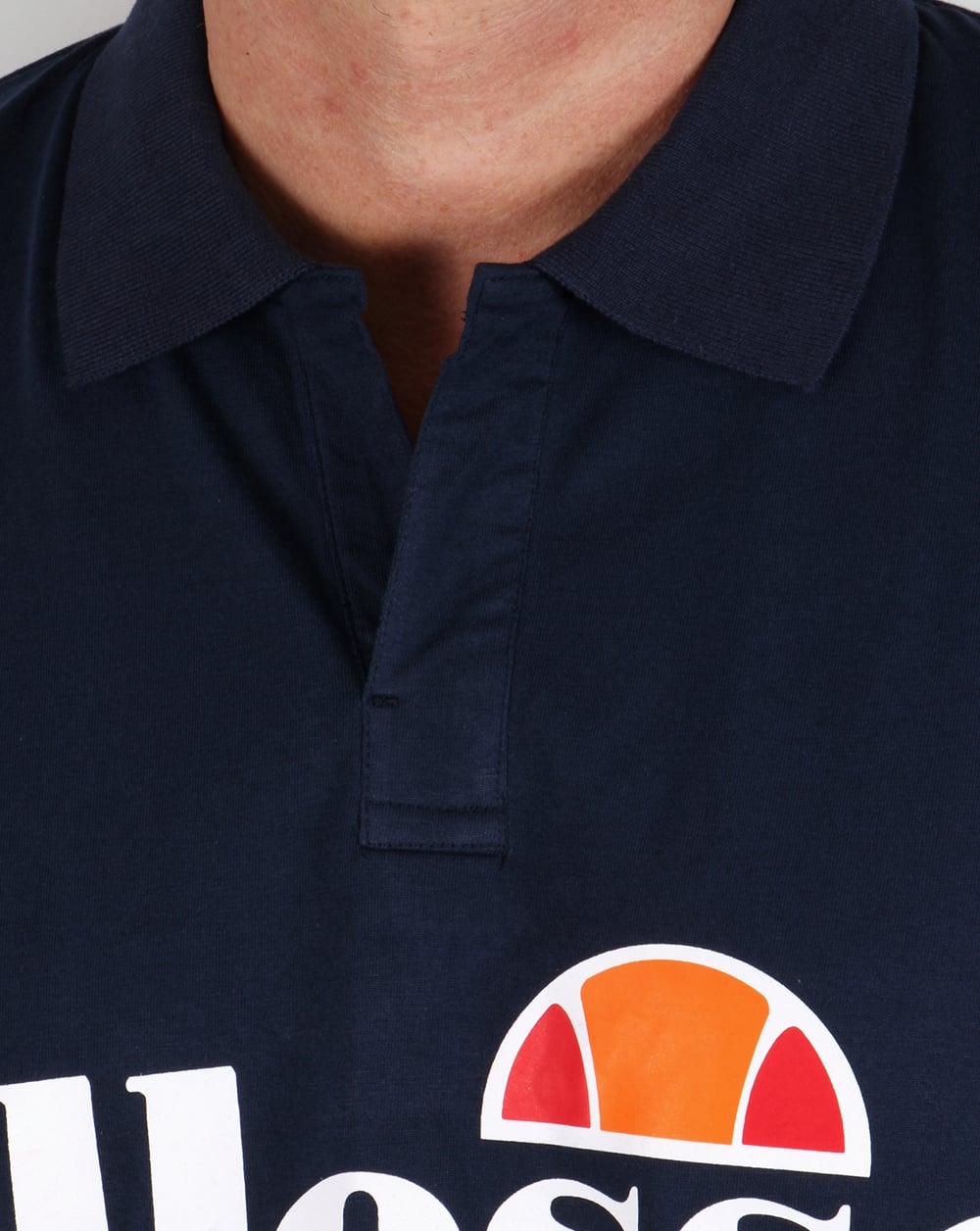 Ellesse – Poloshirt mit offenem Kragen, Marineblau