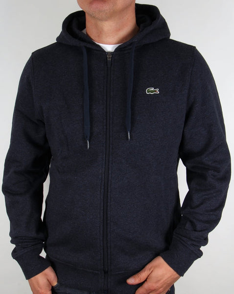 Lacoste Hooded Full Zip Sweatshirt Navy Marl