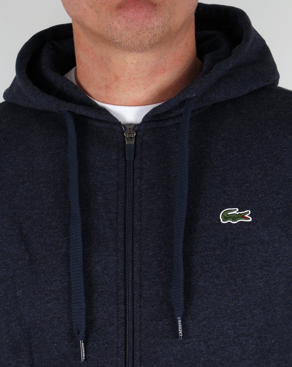 Lacoste – Sweatshirt mit durchgehendem Reißverschluss und Kapuze in Marineblau