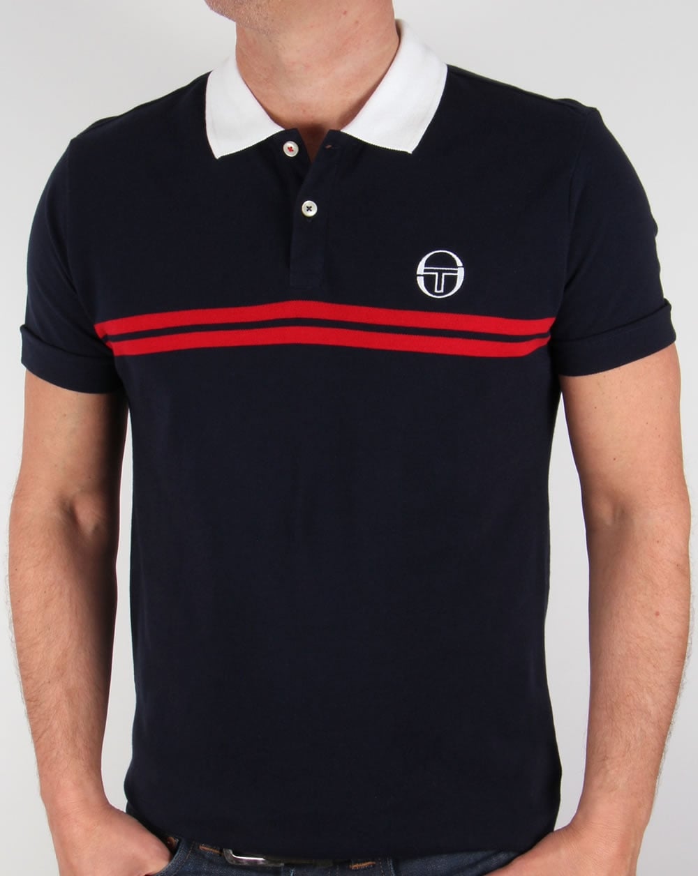 Sergio Tacchini Super Mac Poloshirt Marineblau/Weiß/Rot