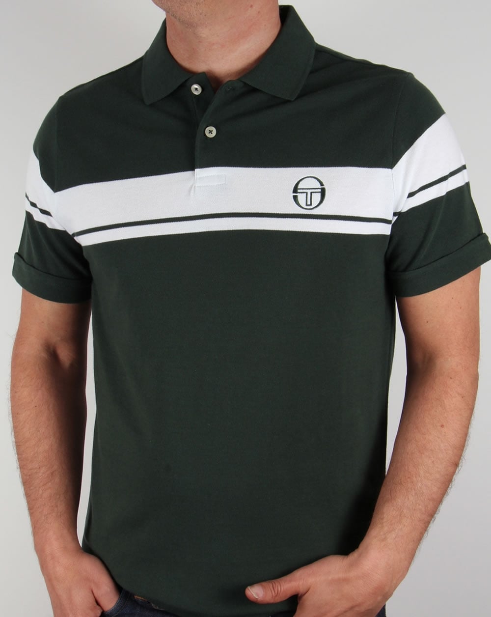 Sergio Tacchini Young Line Poloshirt Waldgrün/Weiß