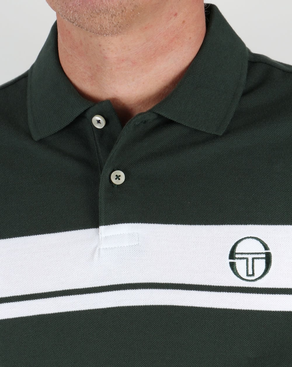 Sergio Tacchini Young Line Poloshirt Waldgrün/Weiß