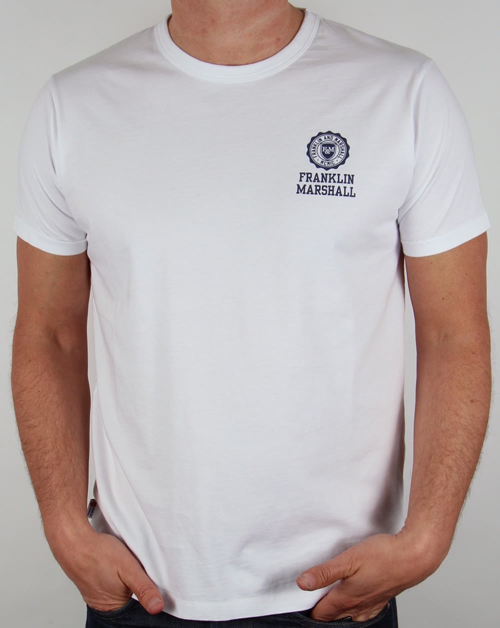 Franklin And Marshall – Weißes T-Shirt mit kleinem Logo