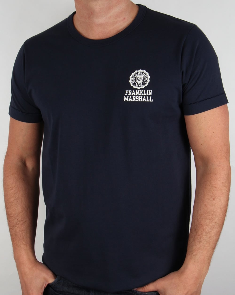 Franklin And Marshall – T-Shirt mit kleinem Logo in Marineblau