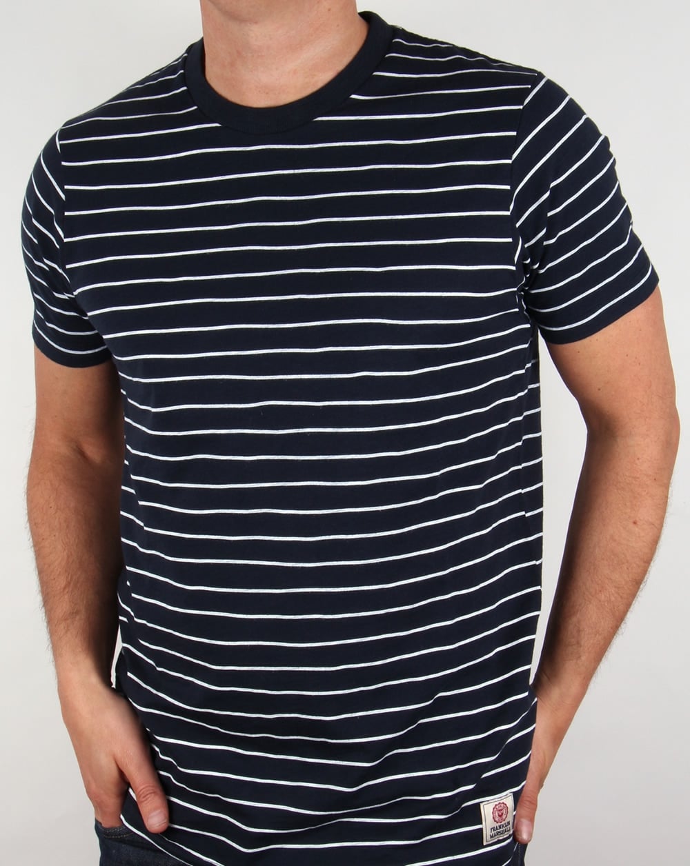 Franklin And Marshall Gestreiftes T-Shirt Marineblau/Weiß