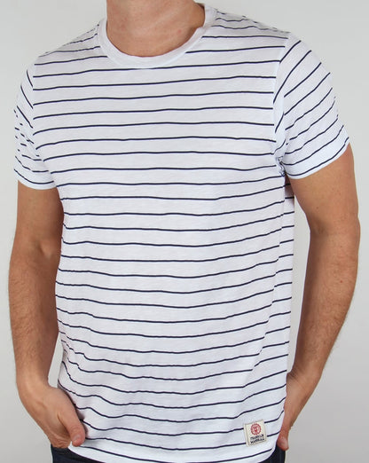Franklin And Marshall Gestreiftes T-Shirt Weiß/Marineblau