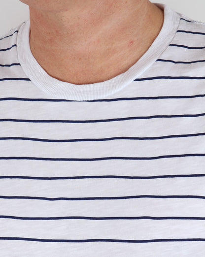 Franklin And Marshall Gestreiftes T-Shirt Weiß/Marineblau