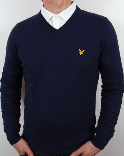 Lyle And Scott – Pullover mit V-Ausschnitt in New Navy