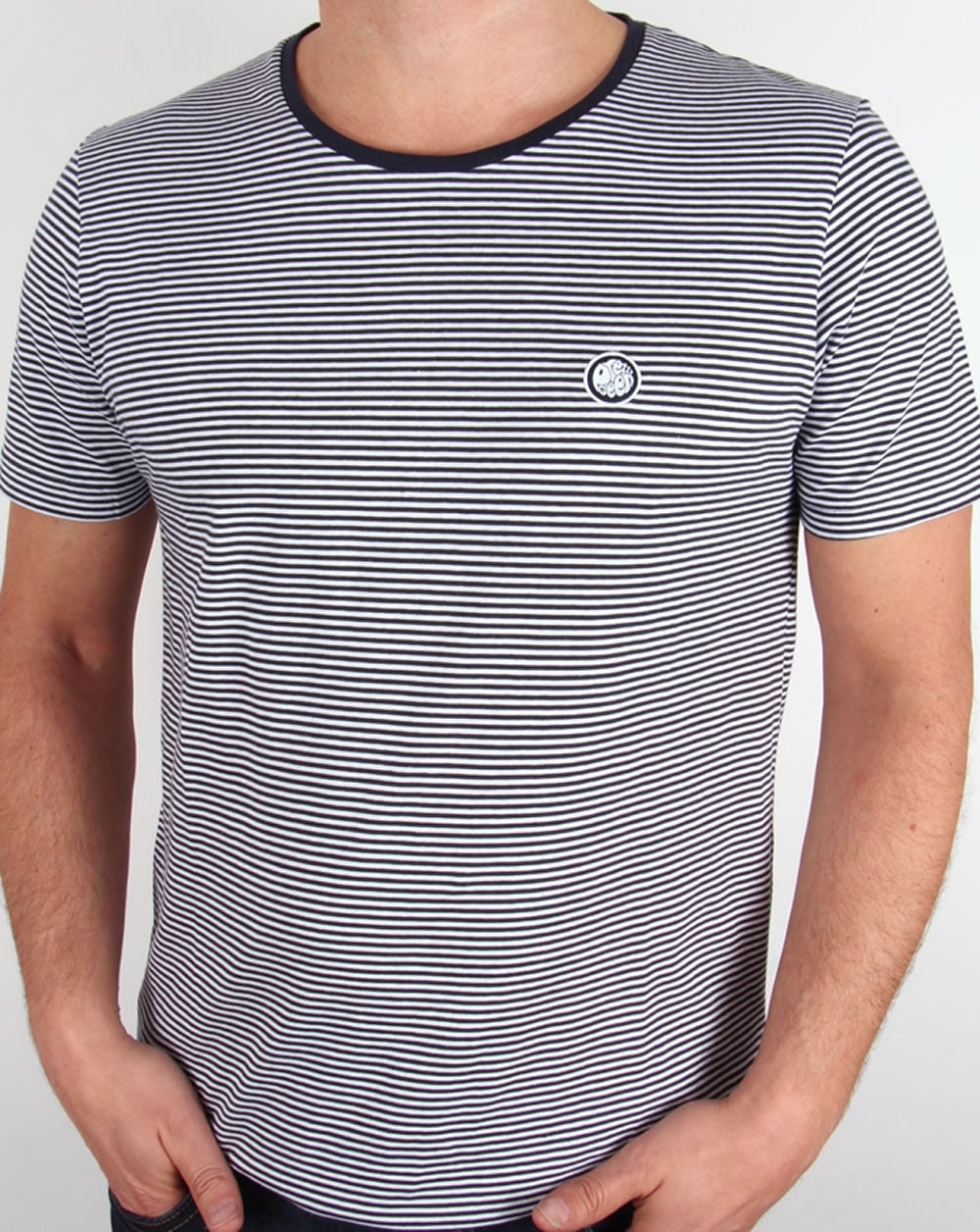 Pretty Green Gestreiftes Feeder T-Shirt Marineblau/Weiß