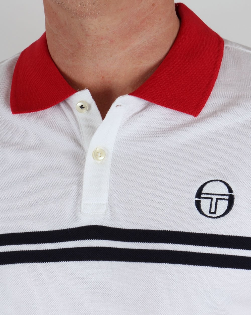 Sergio Tacchini Super Mac Poloshirt Weiß/Rot/Marineblau