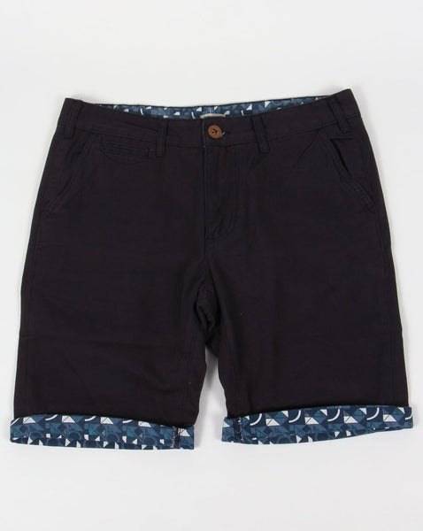 Bellfield Turn Up Printed Shorts Navy