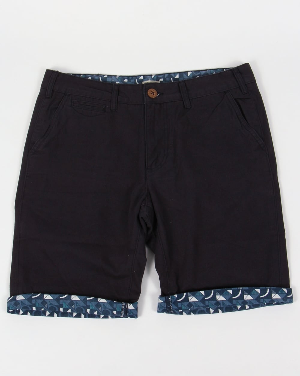 Bellfield Shorts mit Umschlag und Print, Marineblau