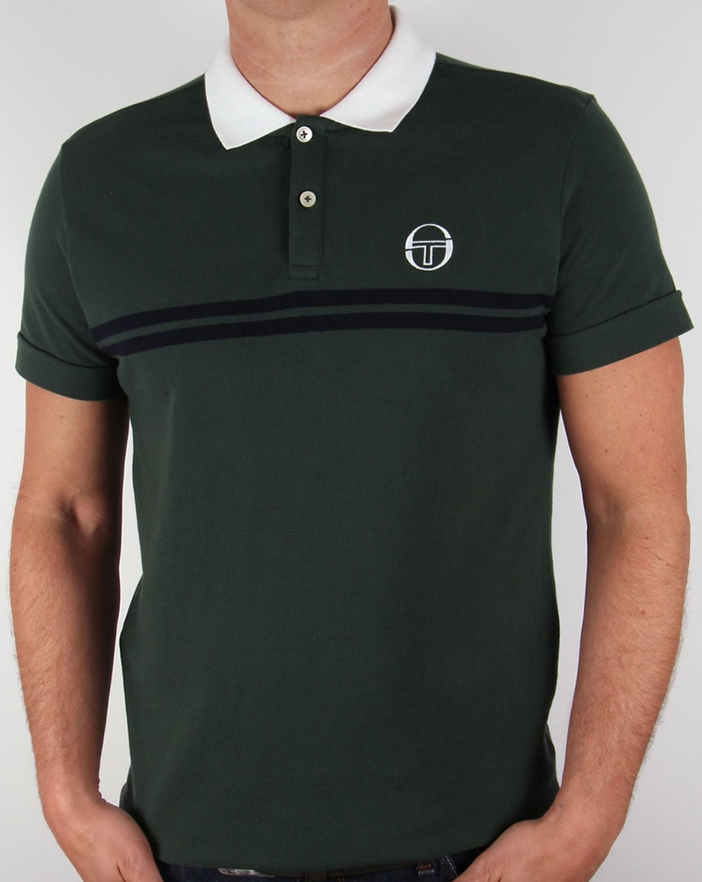 Sergio Tacchini Super Mac Poloshirt Waldgrün/Weiß