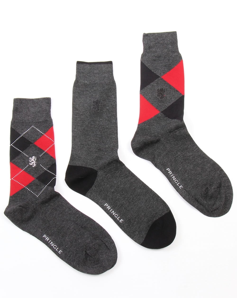 Pringle Waverley Argyle Socken Anthrazit/Rot