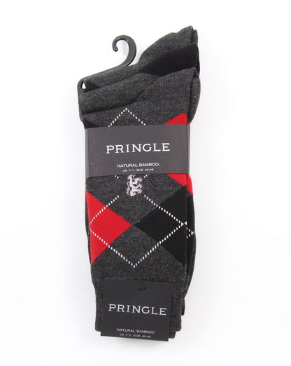 Pringle Waverley Argyle Socken Anthrazit/Rot