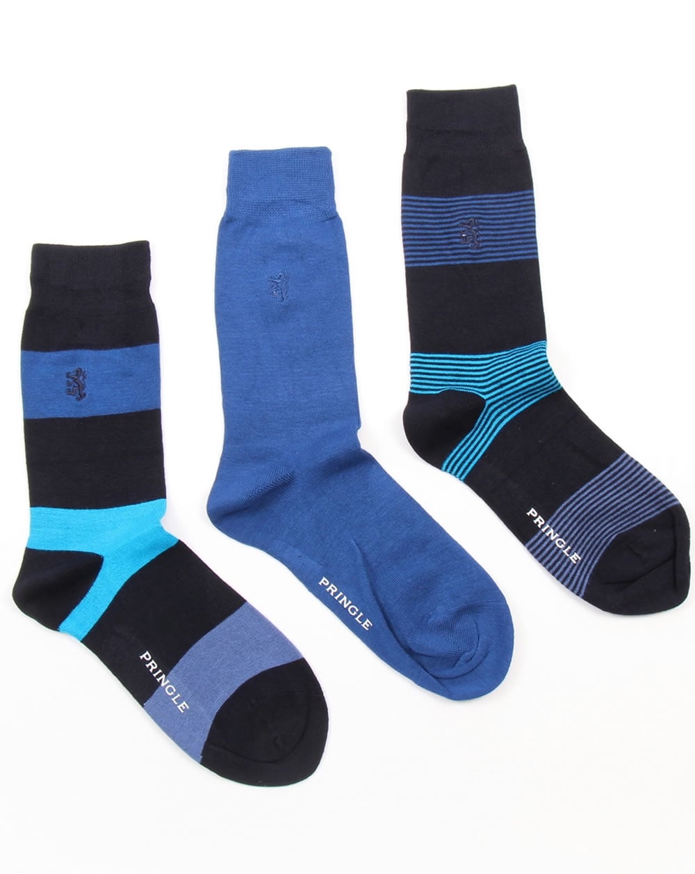 Pringle Bamboo Wide Stripe Socken Marineblau/Blau