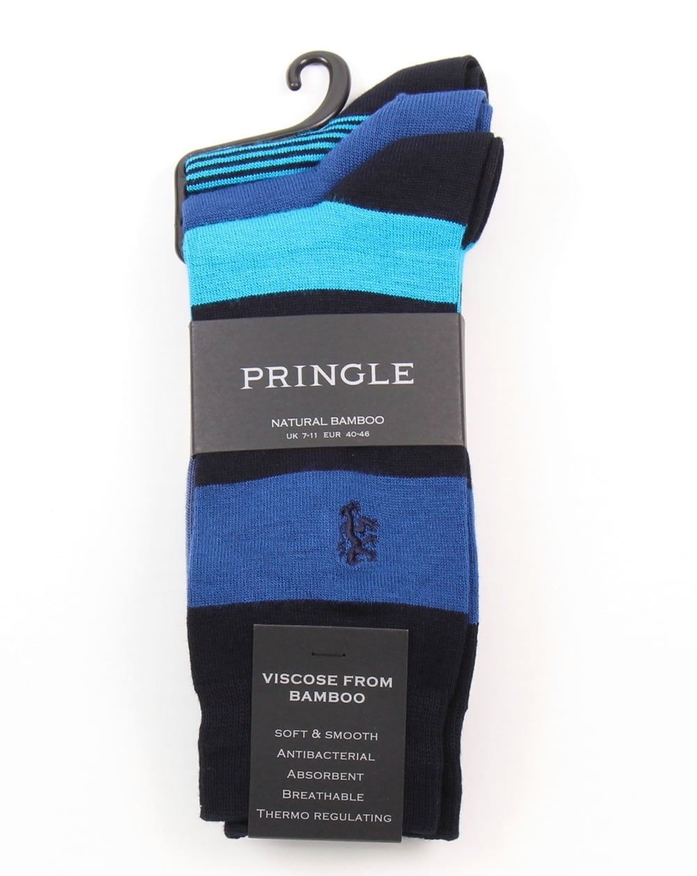 Pringle Bamboo Wide Stripe Socken Marineblau/Blau