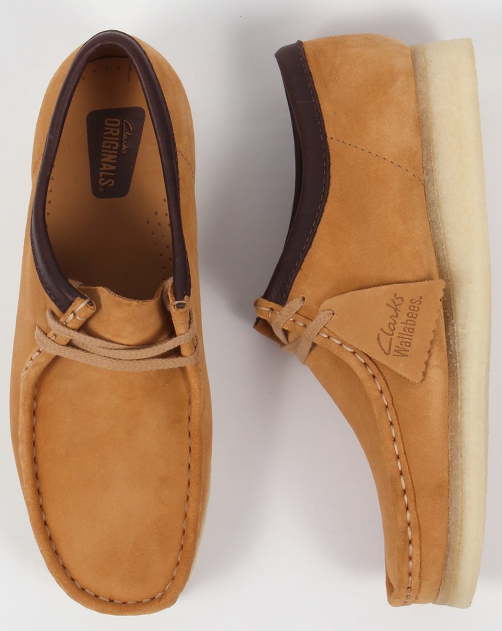 Clarks Originals – Wallabee – Schuhe aus Wildleder in Kamel