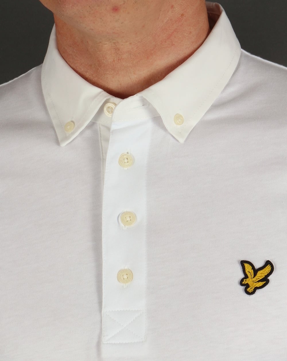 Lyle And Scott – Poloshirt mit gewebtem Kragen in Weiß
