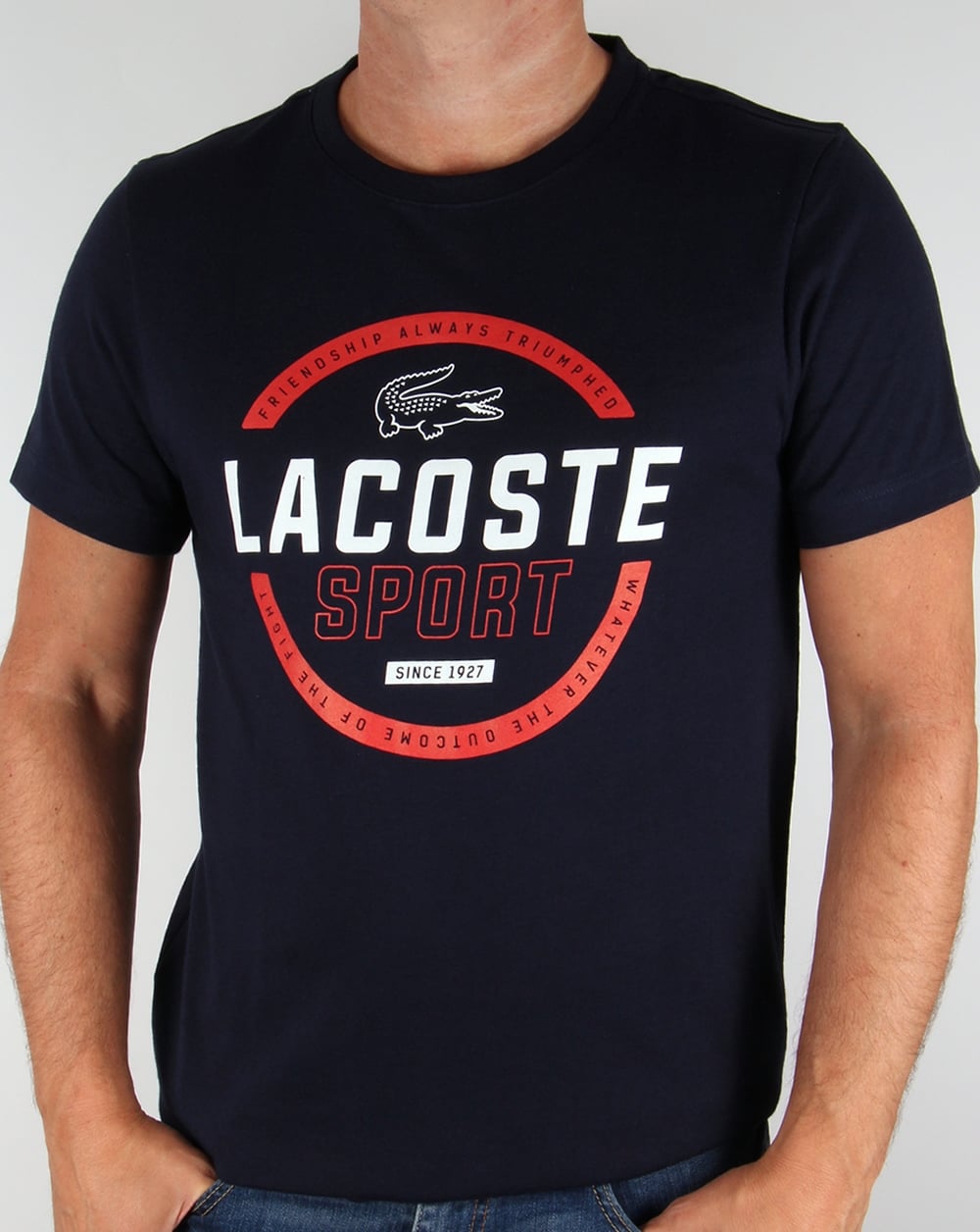 Lacoste – Freundschafts-Logo-T-Shirt in Marineblau