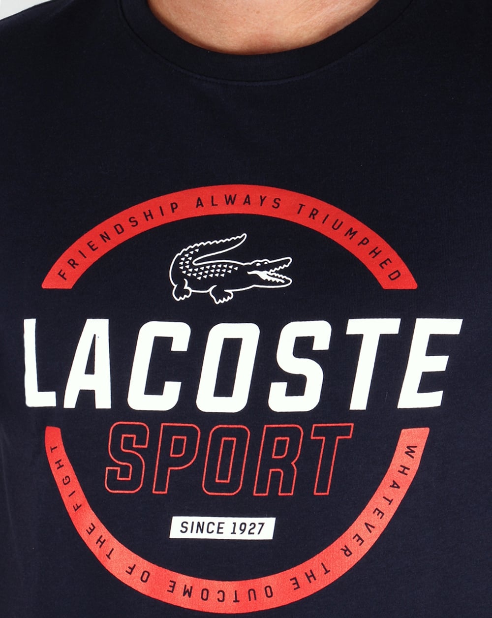 Lacoste – Freundschafts-Logo-T-Shirt in Marineblau