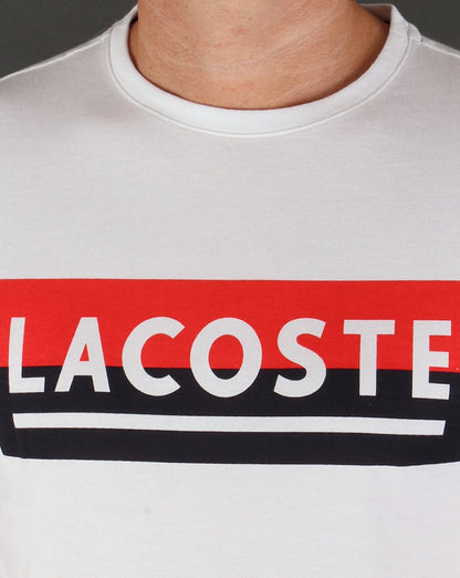 Lacoste Banner Logo T-Shirt Weiß/Marineblau/Rot