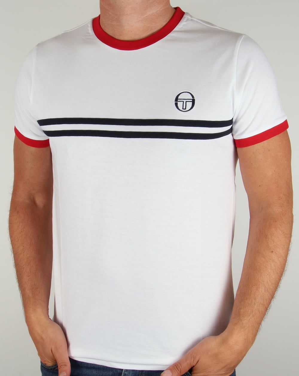 Sergio Tacchini Super Mac T-Shirt Weiß/Marineblau/Rot