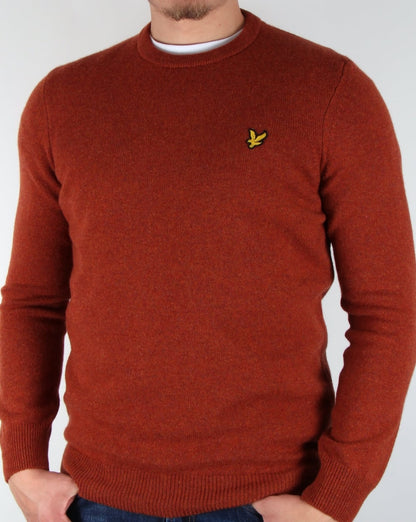 Lyle And Scott – Lammwollpullover in Burnt Redwood