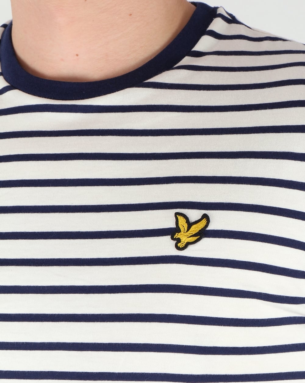 Lyle And Scott – T-Shirt mit bretonischen Streifen in Off-White