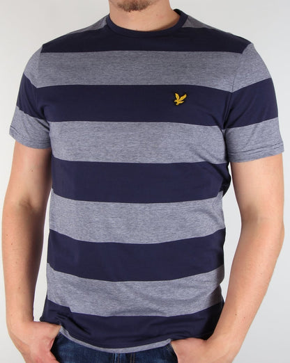 Lyle And Scott – T-Shirt mit breiten Streifen in Marineblau