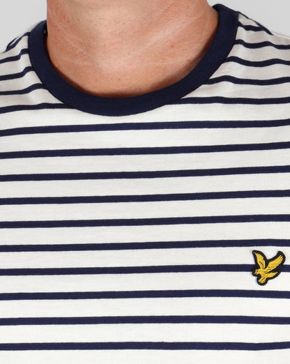 Lyle And Scott – Langärmliges T-Shirt mit bretonischen Streifen in Off-White