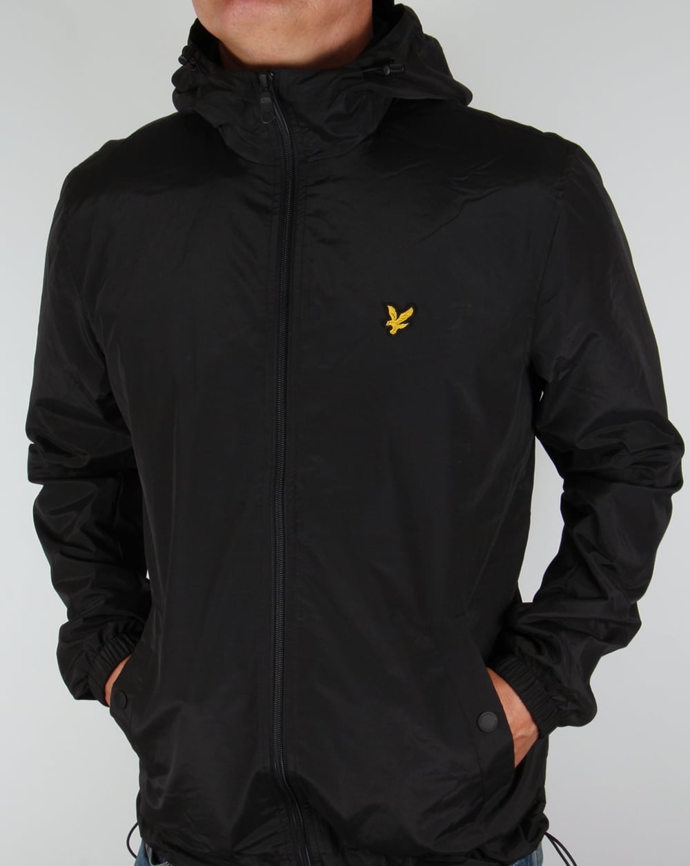 Lyle And Scott – Schwarze Kapuzenjacke mit durchgehendem Reißverschluss