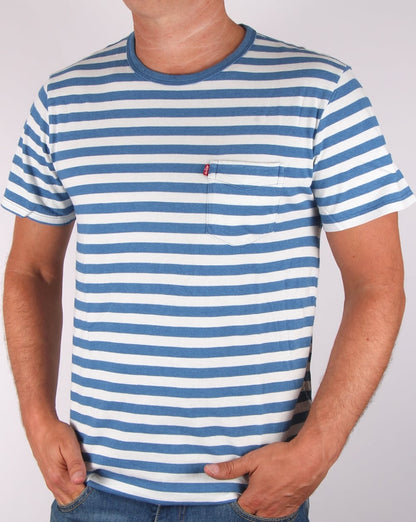 Levis – Sunset – T-Shirt mit Tasche in verblasstem Indigo