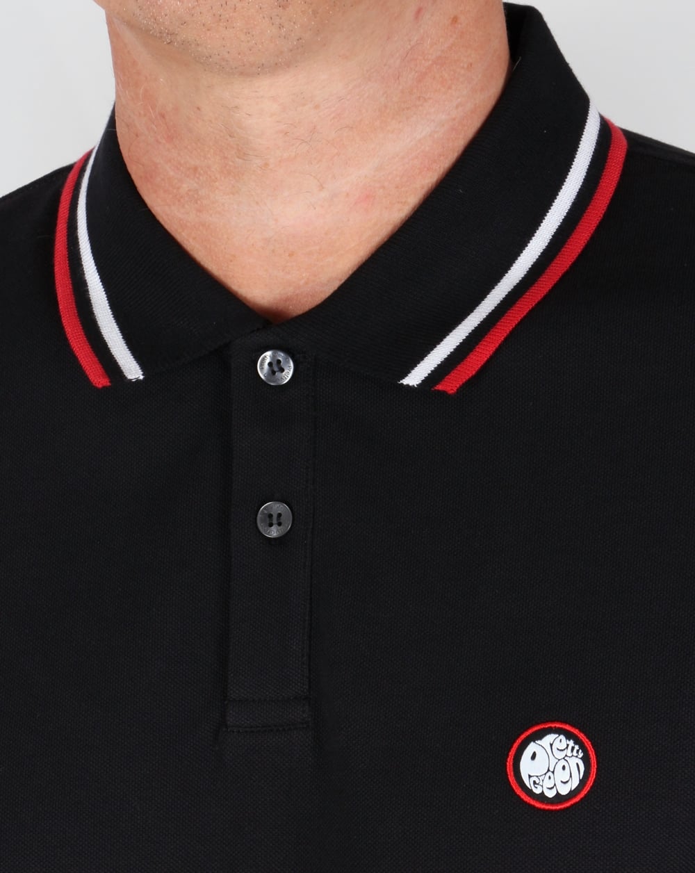 Pretty Green Poloshirt mit Streifen in Schwarz