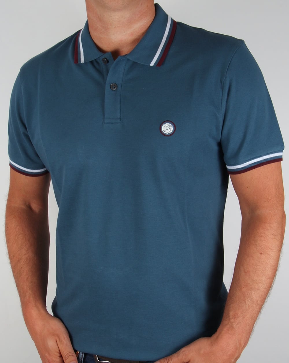 Pretty Green Tipped Poloshirt Blaugrün