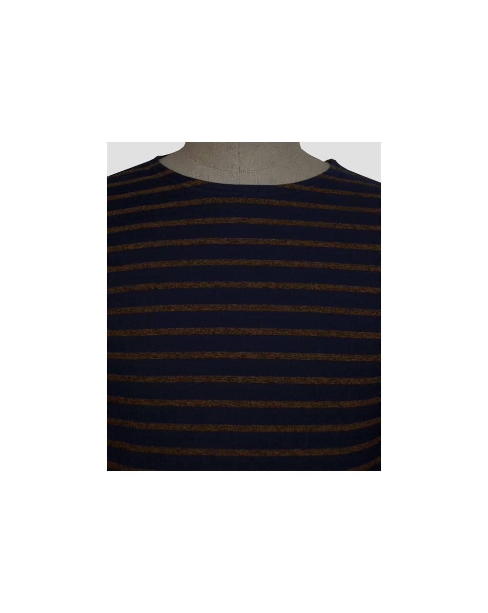 Armor-lux Gestreiftes Langarm-T-Shirt Marineblau/Hellbraun