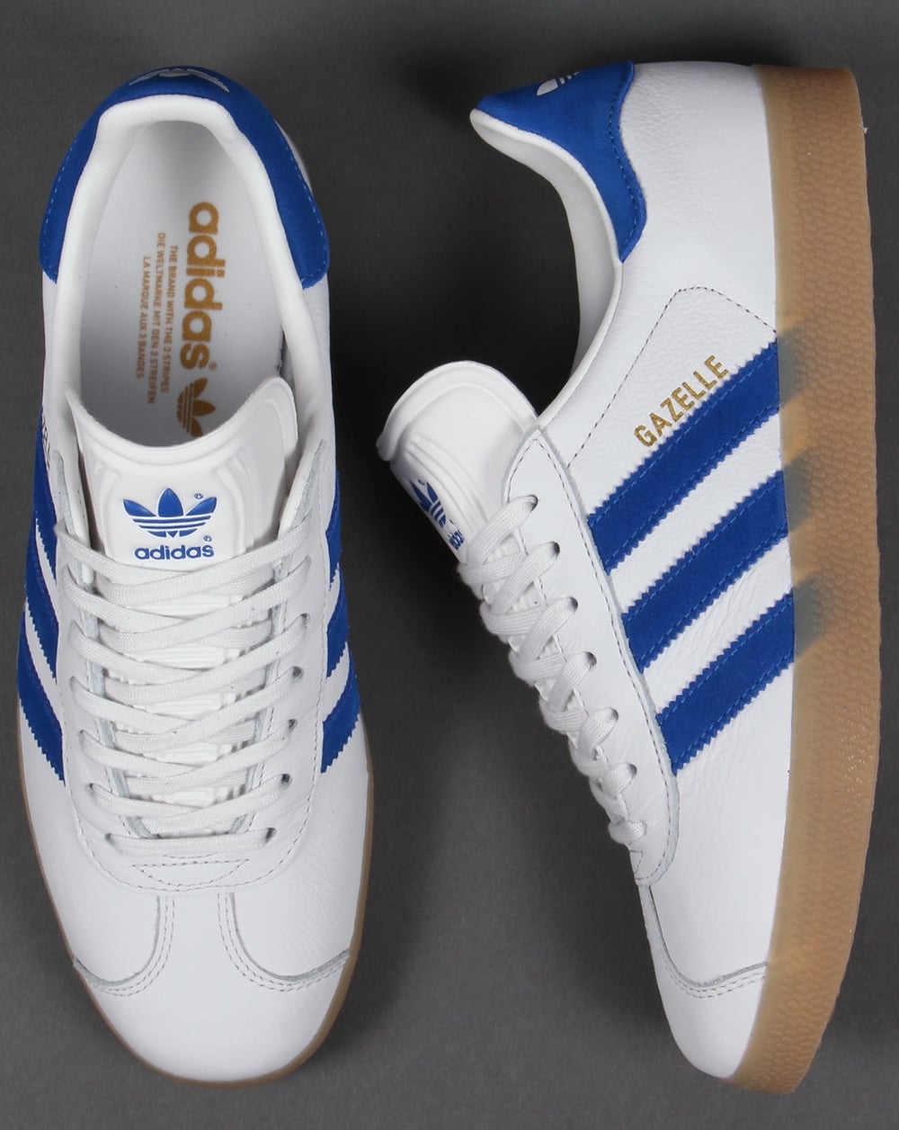 Adidas Gazelle Leather Trainers White/Royal Gum