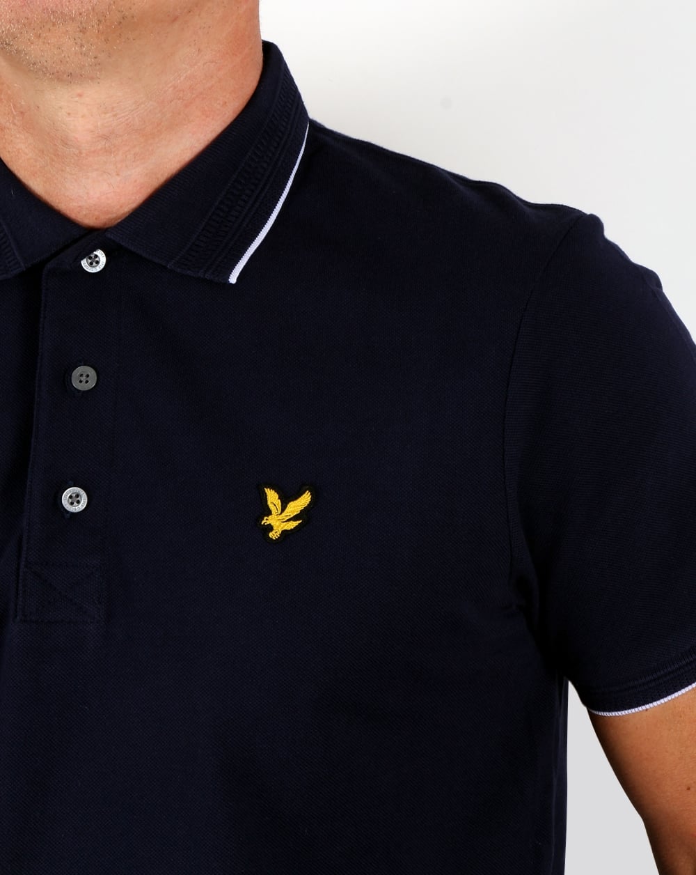 Lyle And Scott Jacquard Collar Polo Shirt Navy